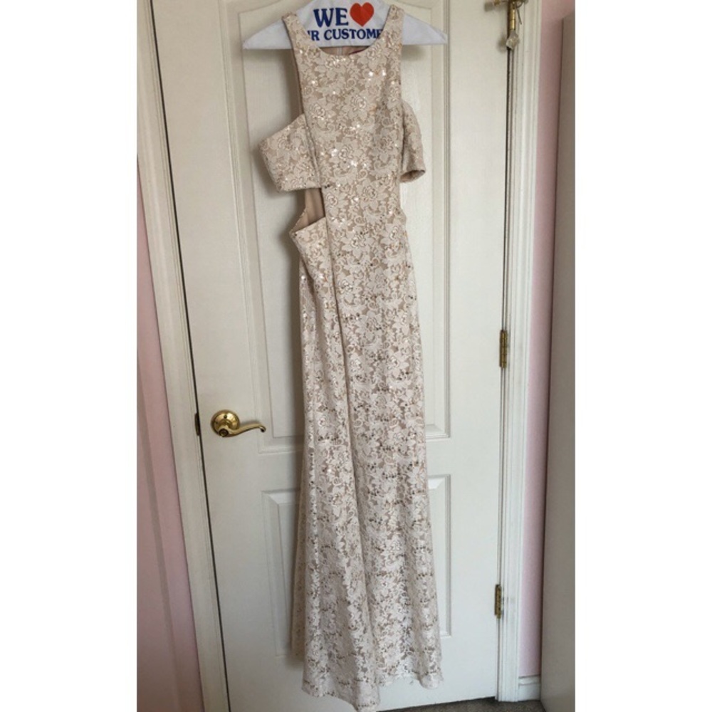 Nordstrom Beige Glitter Maxi Dress
